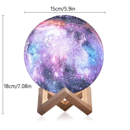16-Color 3D LED Moon Light with Stand - Night Light